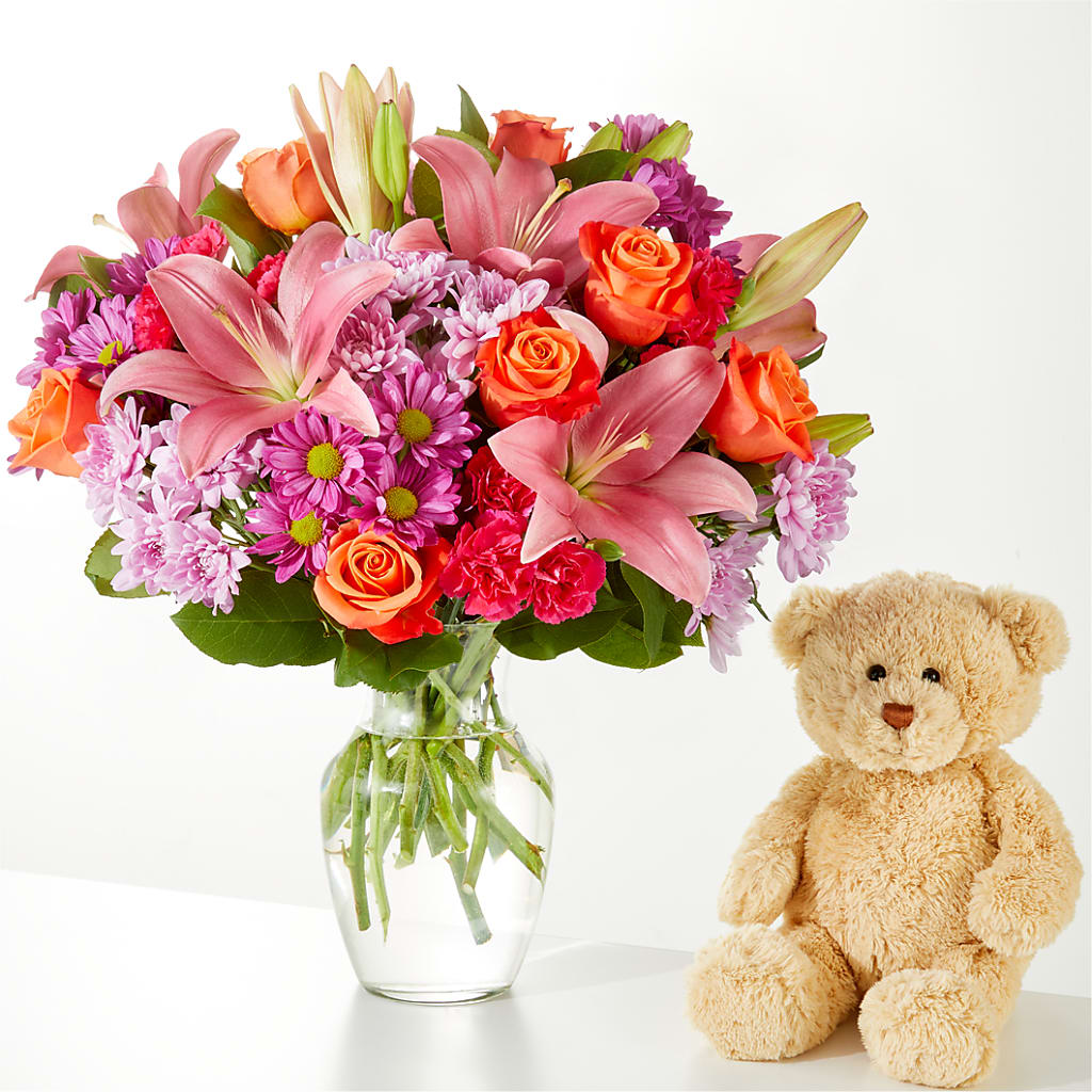One and Only Bouquet and Bear Bundle –  White Lilies N Paradise, Kokomo IN
