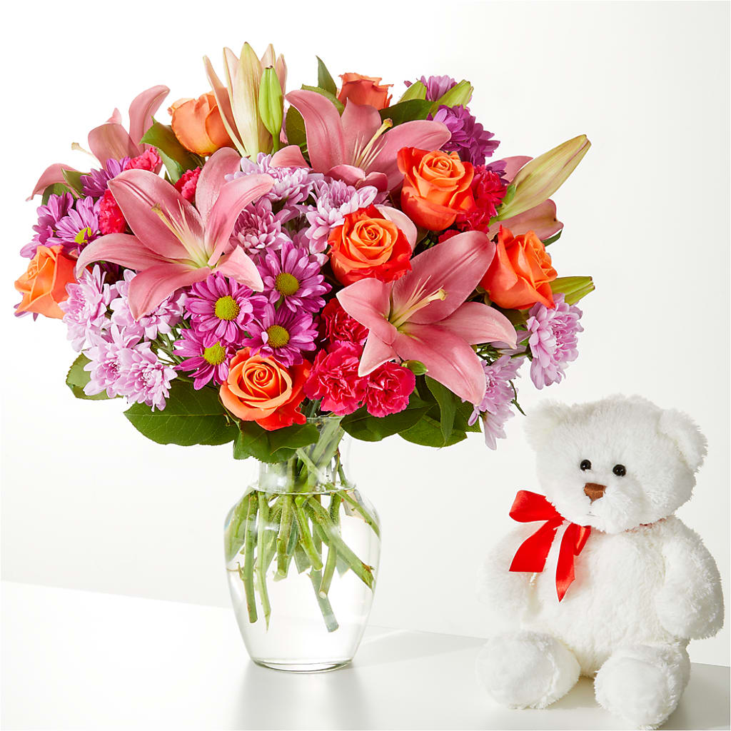 One and Only Bouquet and Bear Bundle –  White Lilies N Paradise, Kokomo IN