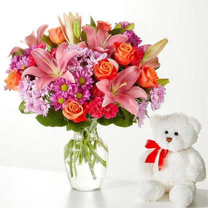 One and Only Bouquet and Bear Bundle –  White Lilies N Paradise, Kokomo IN