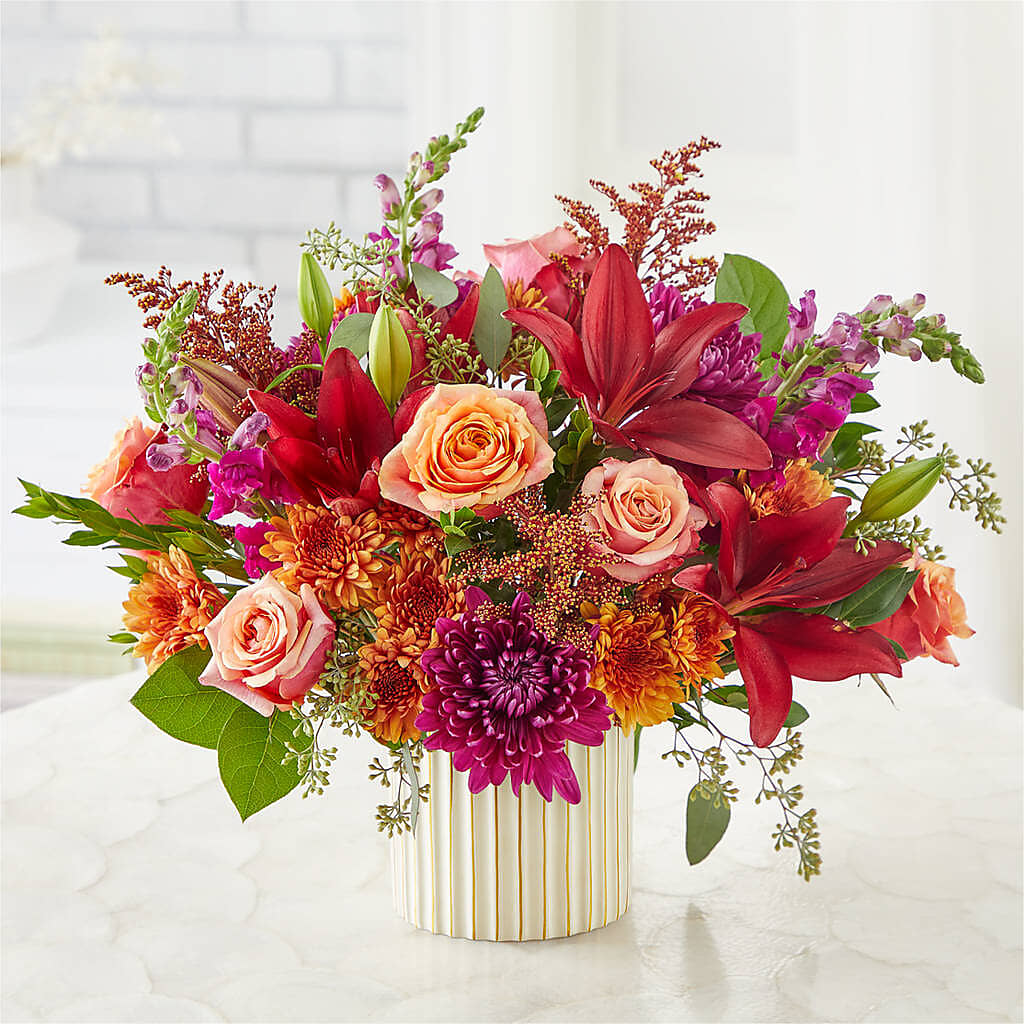 Burgundy Landscape Bouquet –  White Lilies N Paradise, Kokomo IN