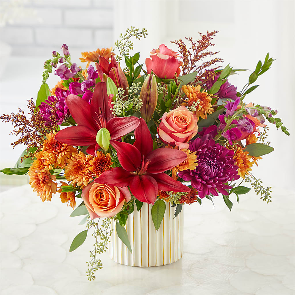 Burgundy Landscape Bouquet –  White Lilies N Paradise, Kokomo IN