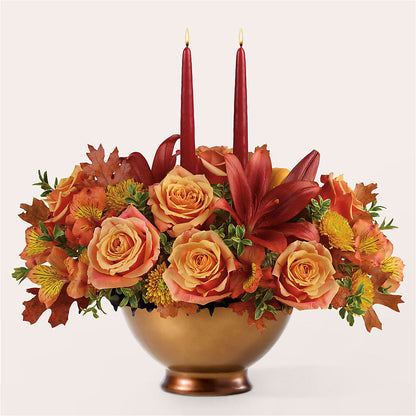 Harvest Table Centerpiece –  White Lilies N Paradise, Kokomo IN