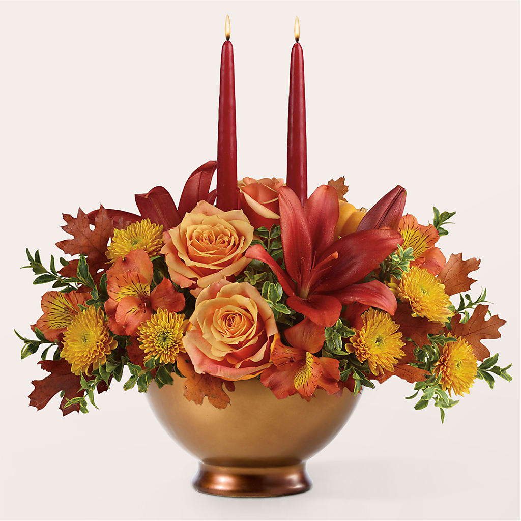 Harvest Table Centerpiece –  White Lilies N Paradise, Kokomo IN