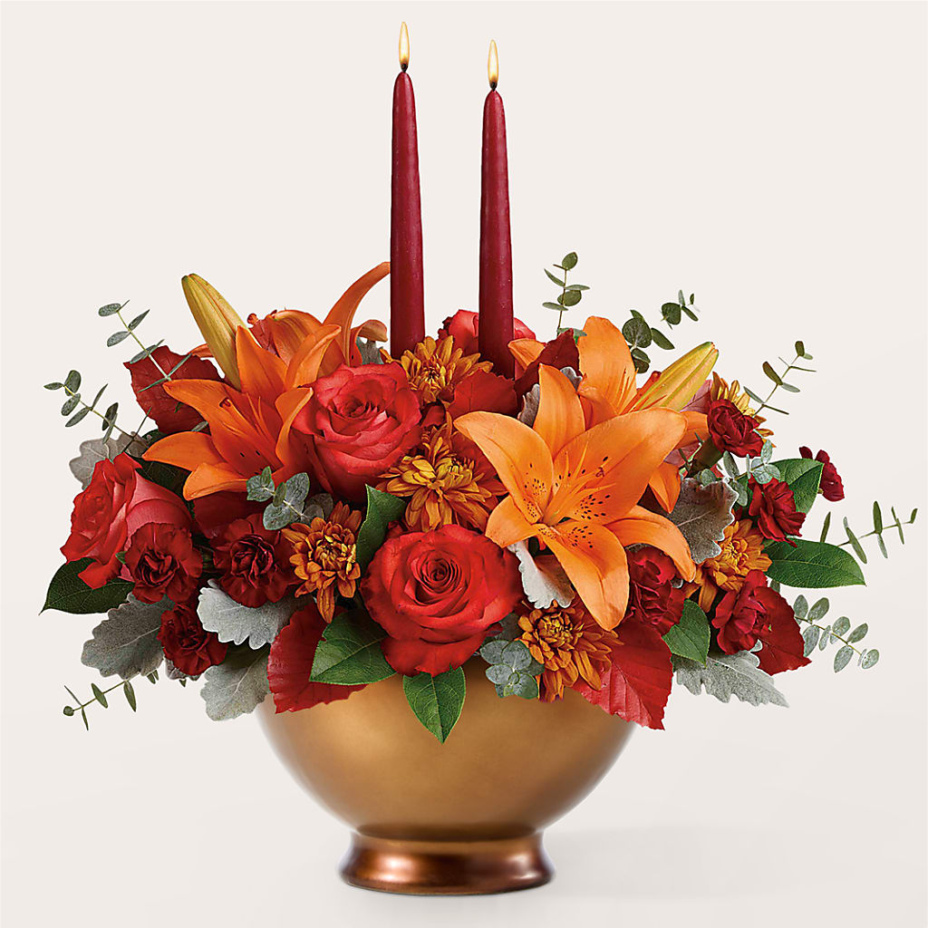 Fruits of Fall Centerpiece –  White Lilies N Paradise, Kokomo IN