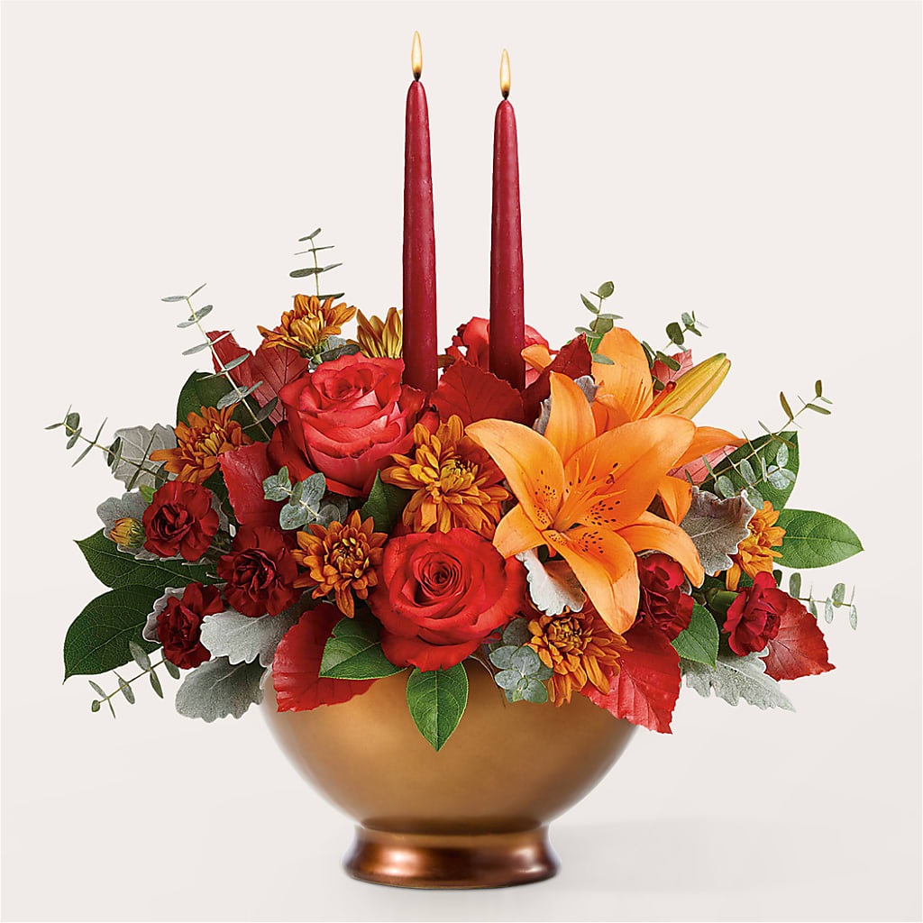 Fruits of Fall Centerpiece –  White Lilies N Paradise, Kokomo IN