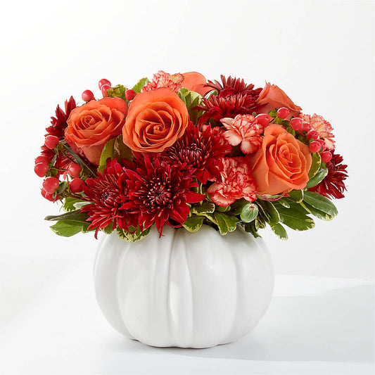 Autumn Air Pumpkin Bouquet –  White Lilies N Paradise, Kokomo IN