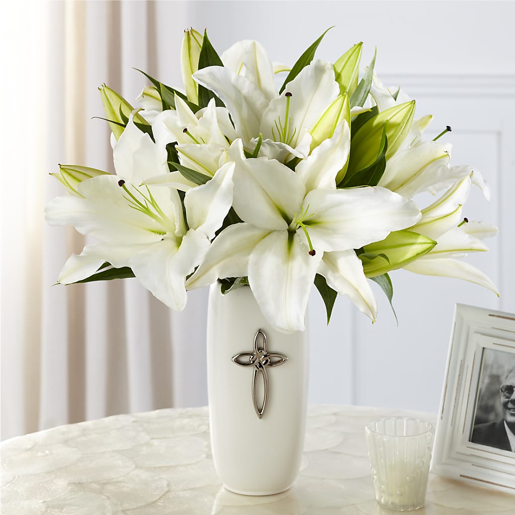 white lilies in paradise Faithful Blessings Bouquet