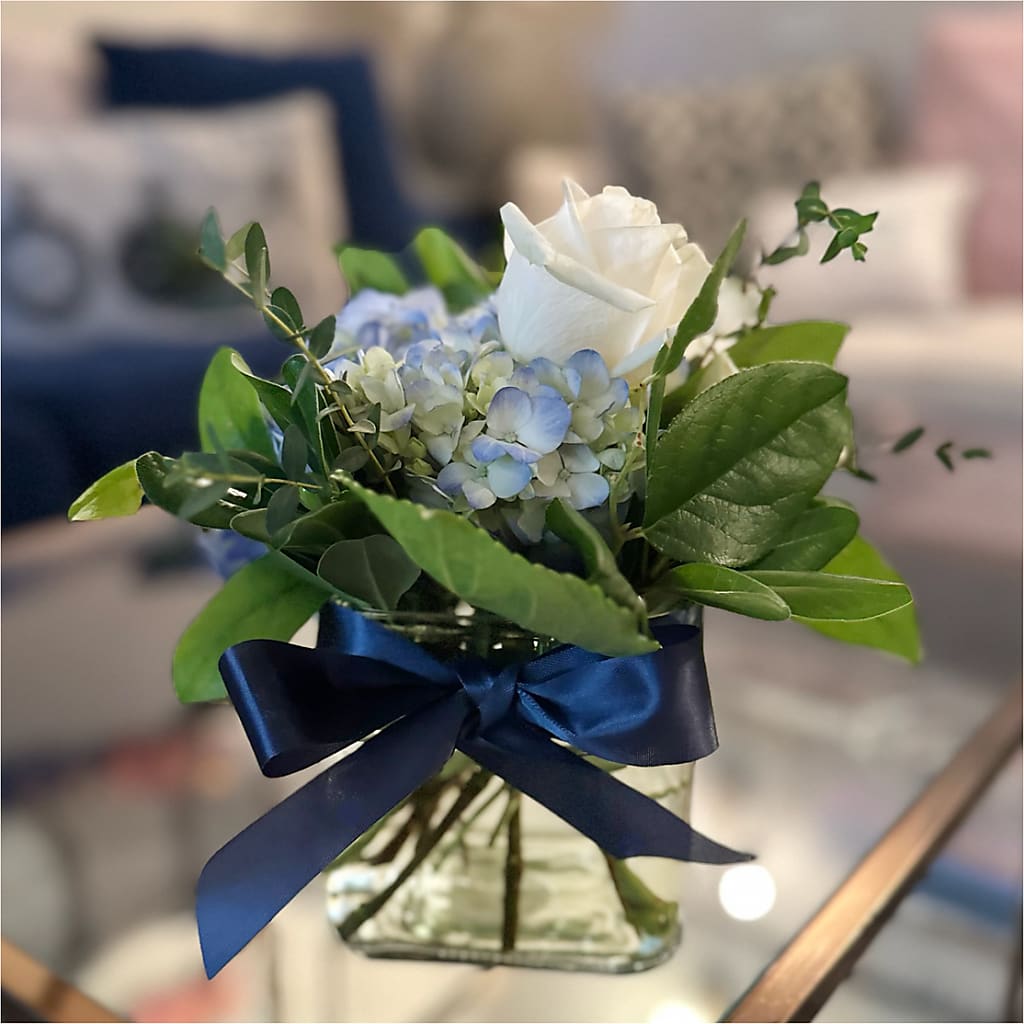 Sky Blue Delight Bouquet –  White Lilies N Paradise, Kokomo IN