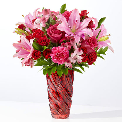 In Love Bouquet with Luxe Swirl Vase –  White Lilies N Paradise, Kokomo IN