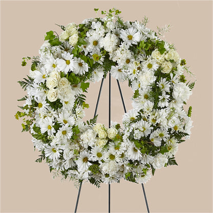 Faithful Wishes Wreath –  White Lilies N Paradise, Kokomo IN