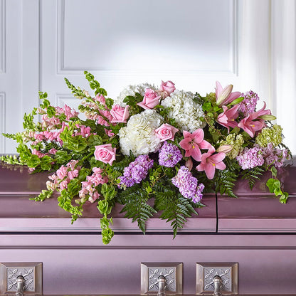 Life's Gratitude Casket Spray –  White Lilies N Paradise, Kokomo IN
