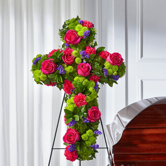 Tribute Rose Floral Cross –  White Lilies N Paradise, Kokomo IN