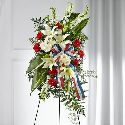 Stars of Life Standing Spray –  White Lilies N Paradise, Kokomo IN
