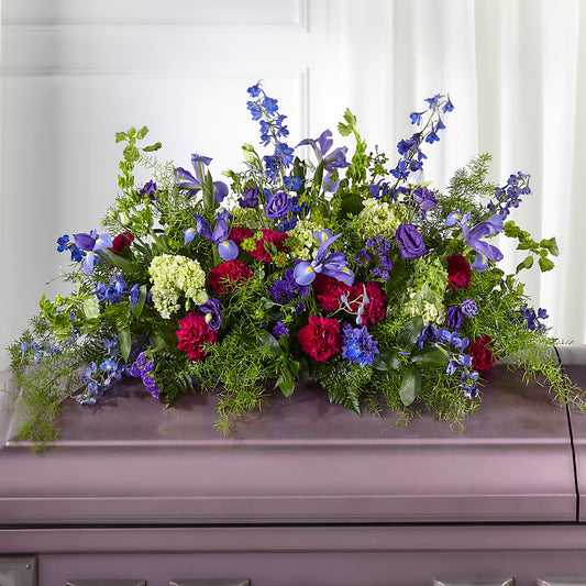 Always Treasured Casket Spray –  White Lilies N Paradise, Kokomo IN