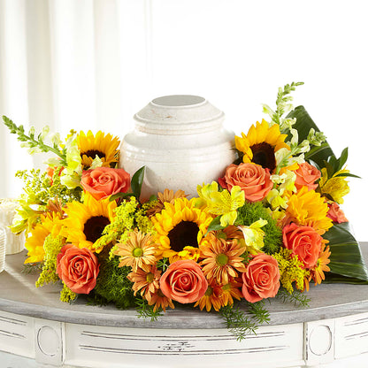 Faithful Sunflower Cremation Adornment –  White Lilies N Paradise, Kokomo IN