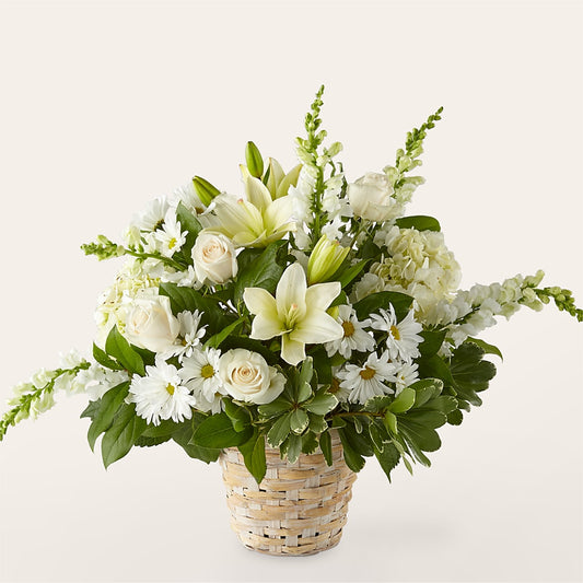 Ivory Elegance Floral Basket –  White Lilies N Paradise, Kokomo IN