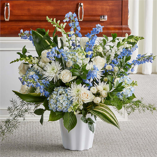 Everlasting Memories Floor Basket –  White Lilies N Paradise, Kokomo IN