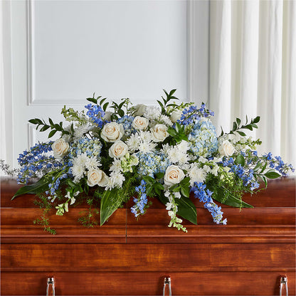 Timeless Essence Casket Spray –  White Lilies N Paradise, Kokomo IN