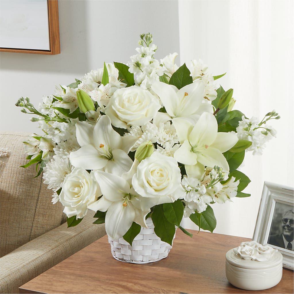 Peaceful Reflections Arrangement –  White Lilies N Paradise, Kokomo IN