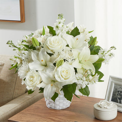 Peaceful Reflections Arrangement –  White Lilies N Paradise, Kokomo IN