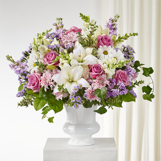 Remarkable Life Urn Arrangement –  White Lilies N Paradise, Kokomo IN