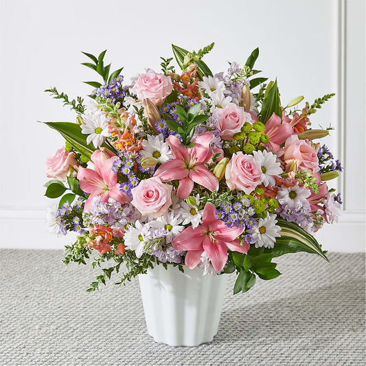 Abundant Compassion Floor Basket –  White Lilies N Paradise, Kokomo IN
