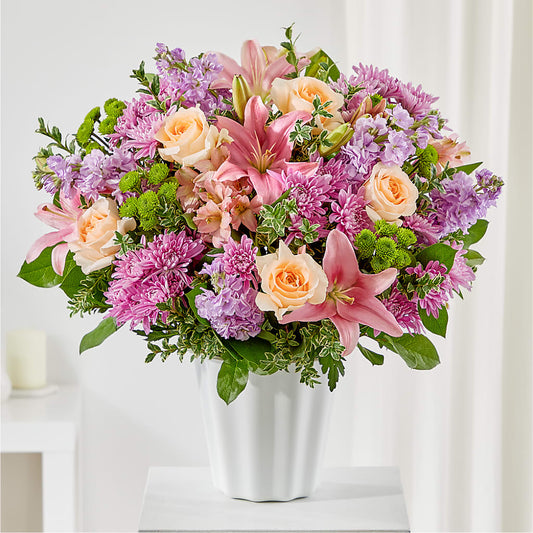 Supportive Embrace Tabletop Basket –  White Lilies N Paradise, Kokomo IN