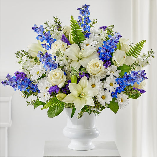 Expressions of Hope Urn Arrangement –  White Lilies N Paradise, Kokomo IN