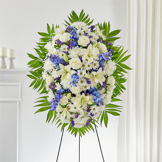 At Rest Standing Spray –  White Lilies N Paradise, Kokomo IN