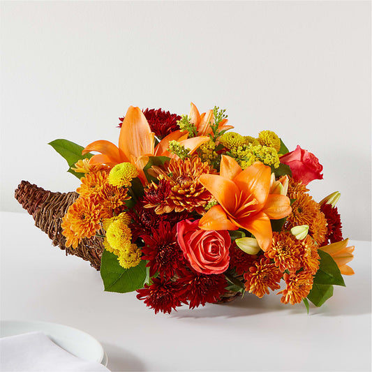 Bouquet of Blessings Cornucopia –  White Lilies N Paradise, Kokomo IN