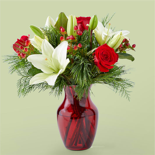 Evergreen Delight Bouquet –  White Lilies N Paradise, Kokomo IN