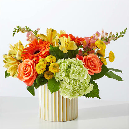 Autumn Sunshine Bouquet with Ivory Vase –  White Lilies N Paradise, Kokomo IN