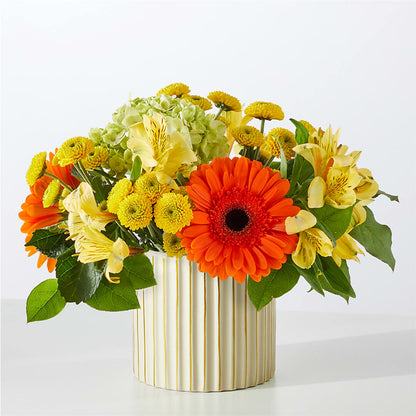 Autumn Sunshine Bouquet with Ivory Vase –  White Lilies N Paradise, Kokomo IN