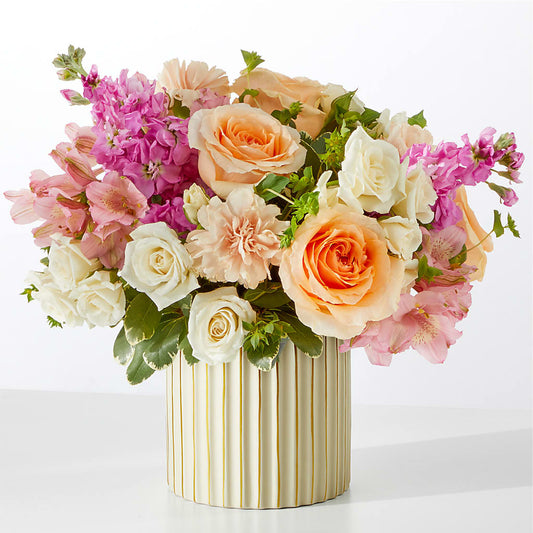 Paradise Bouquet with Ivory Vase –  White Lilies N Paradise, Kokomo IN