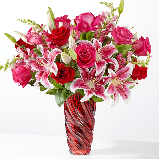 Always You Bouquet with Luxe Swirl Vase –  White Lilies N Paradise, Kokomo IN