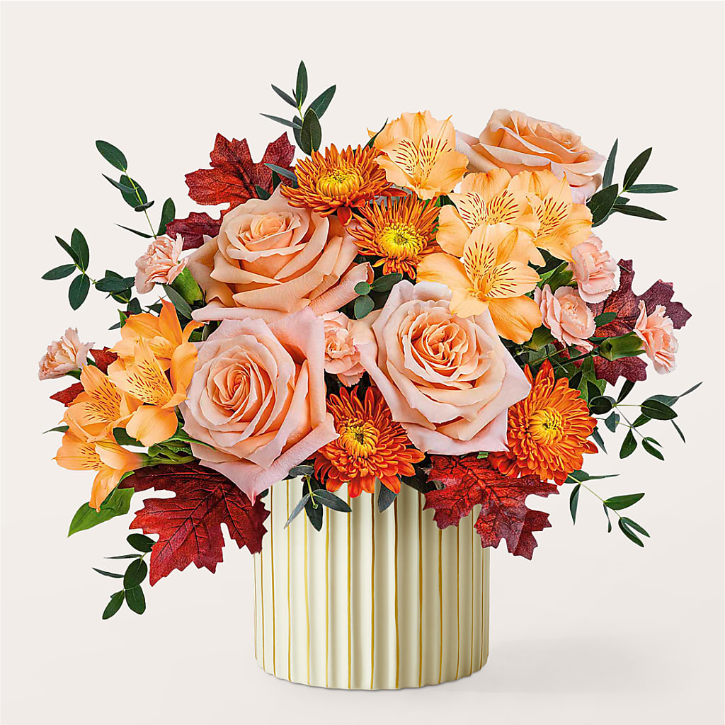 Spiced Latte Bouquet with Ivory Vase –  White Lilies N Paradise, Kokomo IN