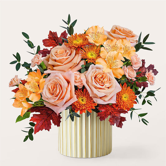 Spiced Latte Bouquet with Ivory Vase –  White Lilies N Paradise, Kokomo IN