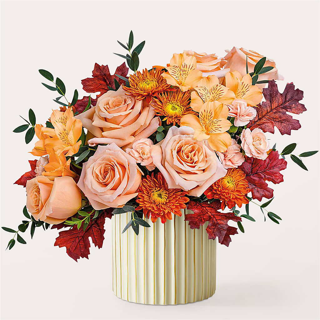 Spiced Latte Bouquet with Ivory Vase –  White Lilies N Paradise, Kokomo IN