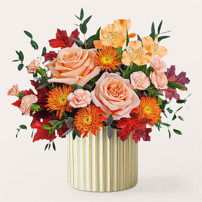 Spiced Latte Bouquet with Ivory Vase –  White Lilies N Paradise, Kokomo IN