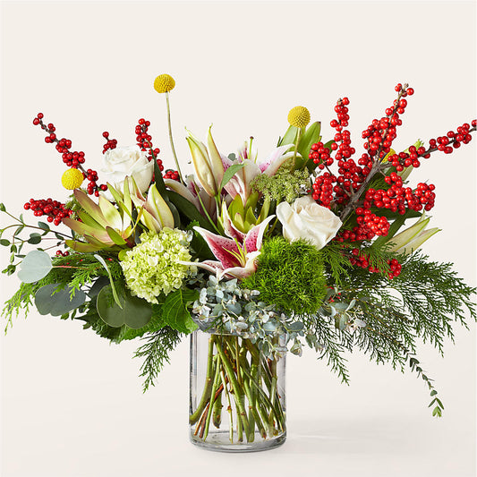 Berry & Bright Bouquet –  White Lilies N Paradise, Kokomo IN