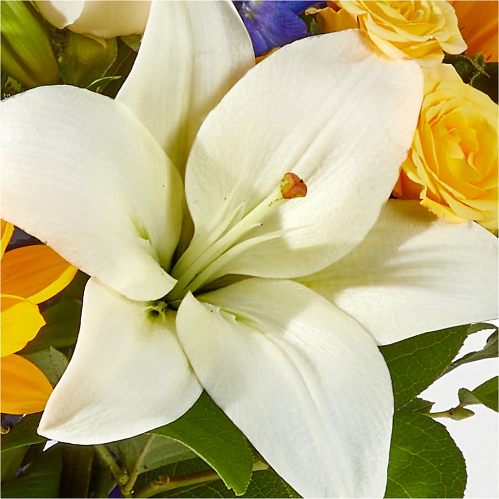 Wonderfully Sunny Bouquet –  White Lilies N Paradise, Kokomo IN