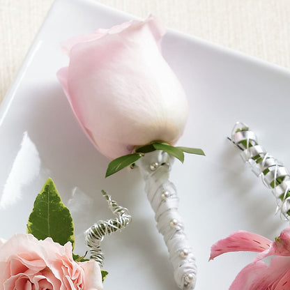 Pink Rose Boutonniere –  White Lilies N Paradise, Kokomo IN
