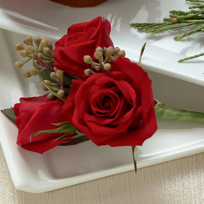 Red Spray Rose Boutonniere –  White Lilies N Paradise, Kokomo IN