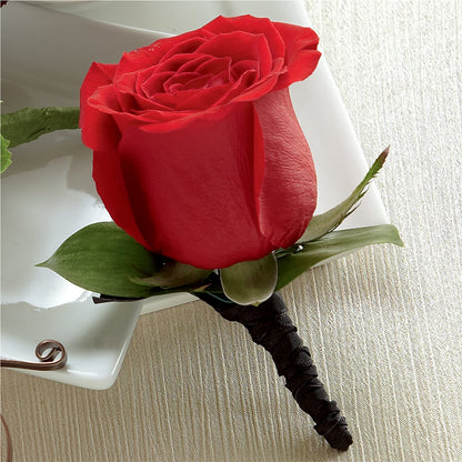 Red Rose Boutonniere –  White Lilies N Paradise, Kokomo IN