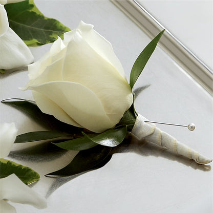 White Rose Boutonniere –  White Lilies N Paradise, Kokomo IN